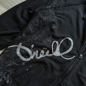 Vintage Y2K O’Neill Black Graphic Zip Hoodie Surf Grunge XL